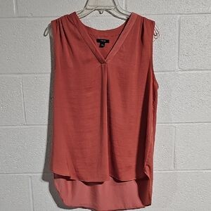 Alfani Salmon Blouse, High-Low Hem, Large, Satin Look Perfect Fall Color